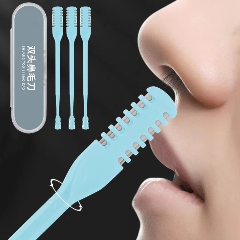 Nose Hair Trimmer - เครื่องเล็มขนจมูกแบบสองด้าน 360 ° เครื่องมือกำจัดขนจมูกแบบหมุนได้ ล้างทำความสะอาดได้ กล่องเก็บของ