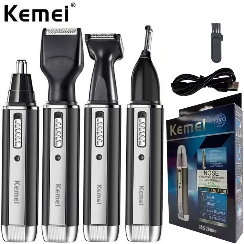 Men'S Grooming Set - เครื่องตัดขนจมูก Kemei-6630 สำหรับทำความสะอาดจมูกและหู เครื่องตัดขนจมูกแบบชาร์จได้ เครื่องตัดขนเคราสำหรับผู้ชาย เครื่องโกนหนวด