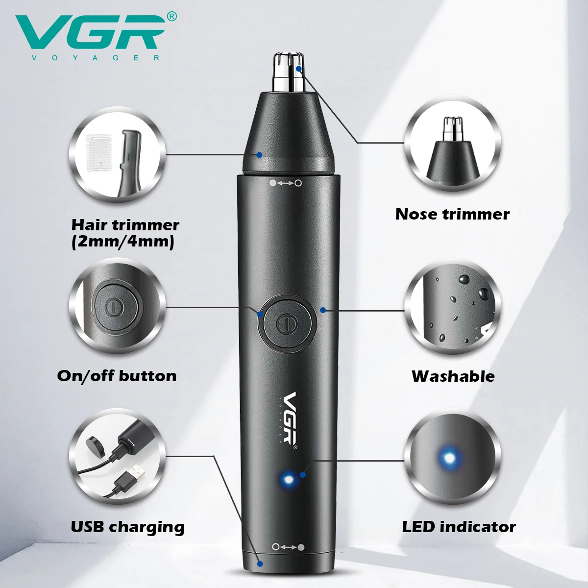 VGR ล้างทําความสะอาดได้จมูกผม  - Nose Hair Trimmer บทวิจารณ์และราคา